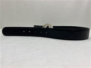 Gucci Interlocking GG Buckle Signature Leather Belt palladium buckle/black leath